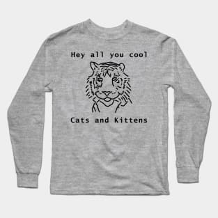 Cool Tiger Black Line Drawing Long Sleeve T-Shirt